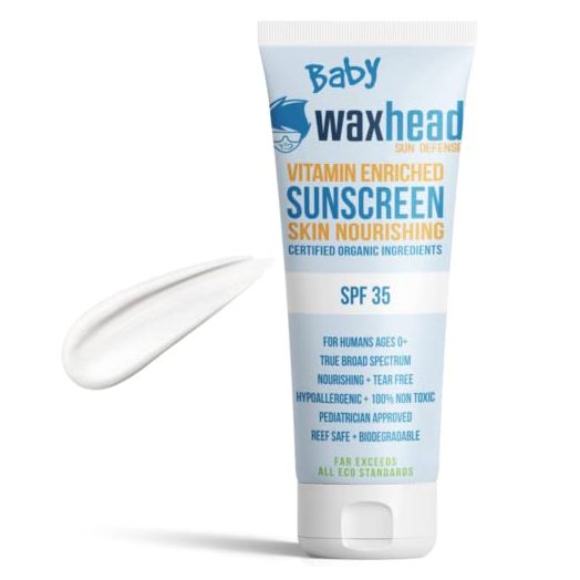 Waxhead Baby Sunscreen 0-6 months - Infant Sunscreen, Toddler Sunscreen, Baby Sunscreen 6-12 months, Baby Sunscreen 12-24 months, Organic Baby Sunscreen for Kids and Adults (4 ounce)