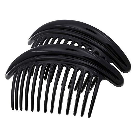 Camila Paris MP978/2 French Hair Side Combs, Large 6.5 Inch Black Curved Flexible Durable Cellulose Hair