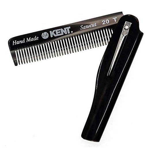 Kent 20T Black Graphite Handmade Folding Pocket Comb