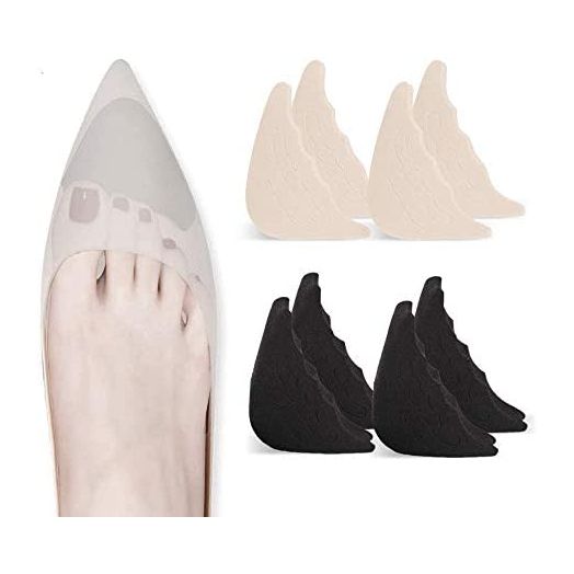 4 Pairs Toe Filler Inserts Adjustable Toe Plug Reusable Shoe Filler for Too Big Shoes for Women Men Unisex Pumps Flats Sneakers - Black + Beige