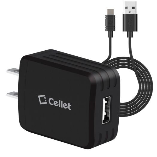 High Power USB Home Charger, Cellet 2.1A/10W USB Home Charger (USB-C Cable Included)
