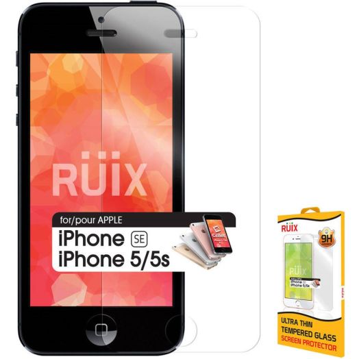 RUIX Premium Tempered Glass Screen Protector for Apple iPhone SE, 5s, and 5 (0.3mm)