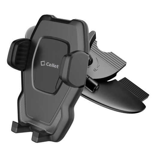 Cellet Car Phone Mount, CD Slot Car Phone Holder Universal Car Cradle Mount with Three-Side Grips and One-Touch Design Compatible for LG Q7+, Stylo 4, Q Stylus V35 ThingQ, V30, G6, G5, V20, and More