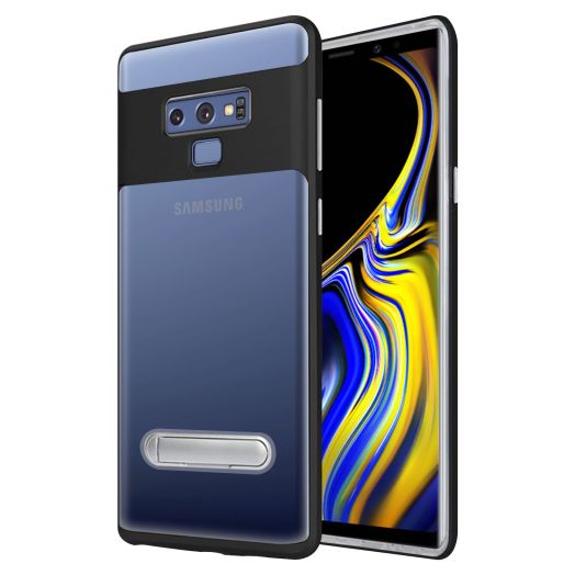 Galaxy Note 9, Slim Transparent Case with TPU Frame and Built-In Kickstand for Samsung Galaxy Note 9 by Cellet – Black/Clear