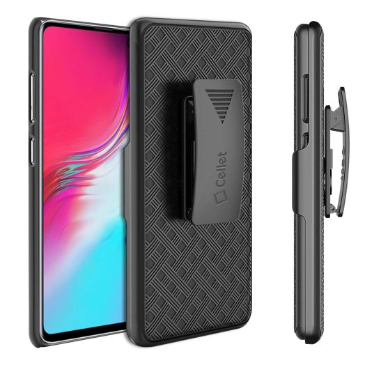 Cellet Galaxy S10 5G Holster, Shell Holster Kickstand Case with Spring Belt Clip for Samsung Galaxy S10 5G – Black