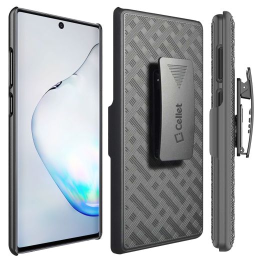 Cellet Galaxy Note 10 Holster, Shell Holster Kickstand Case with Spring Belt Clip for Samsung Galaxy Note 10 – Black