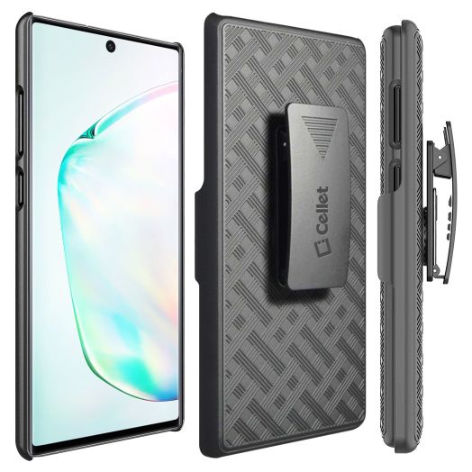 Cellet Galaxy Note 10 Plus Holster, Shell Holster Kickstand Case with Spring Belt Clip for Samsung Galaxy Note 10 Plus – Black