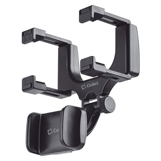 Cellet Vehicle Rear View Mirror Phone Holder Mount Universal Smartphone Cradle Compatible to iPhone 13 12 Pro Max mini 11 XR XS X 8 Note 20 10 9 Galaxy S21 S20 S10 Google Map GPS Navigation Pixel Moto