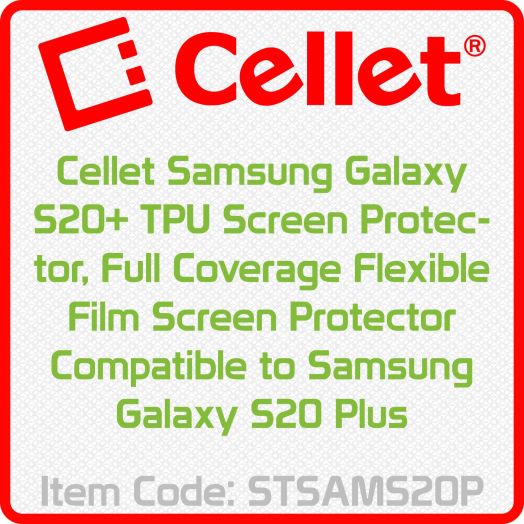 Cellet Samsung Galaxy S20 Plus TPU Screen Protector, Full Coverage Flexible Film Screen Protector Compatible to Samsung Galaxy S20 Plus