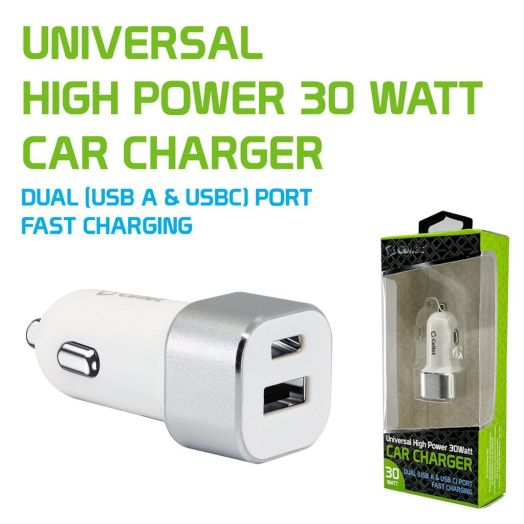 Cellet Dual USB Car Charger, Universal High Power 30 Watt Dual (USB A and USB C) Port Car Charger Compatible to iPhone 13 Pro,13 Pro Max,13 Mini,12,11,SE,SX,XR,Note 20,10,9,Galaxy S21