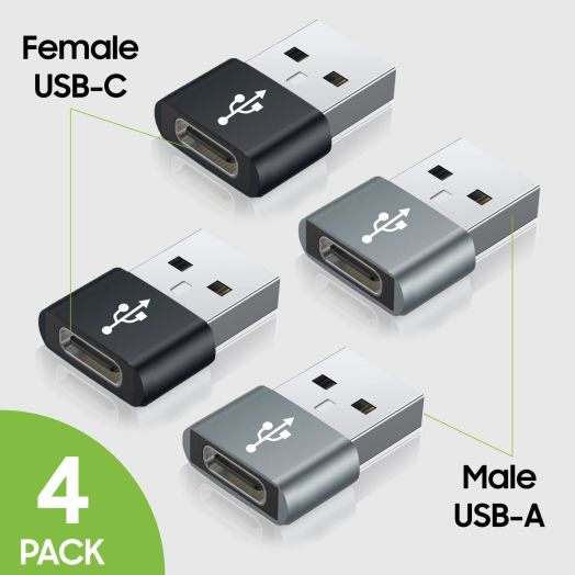 4 Pack - USB C Female to USB Male Adapter, Type C to A Data Sync and Charger Cable Adapter Compatible to iPhone 12, MacBook Pro 2019, MacBook Air 2020, iPad Pro 2020, Samsung Galaxy S20, S20 Plus, S20