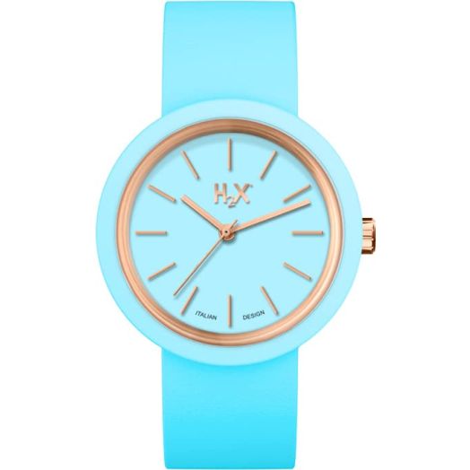 H2x Women/Teen Wristwatch | Water Resistant Quartz Watch w/ 33m Face | Mineral Glass, Stainless Steel Back, Gold Features | Adjustable Matte Silicone Strap (Blue)