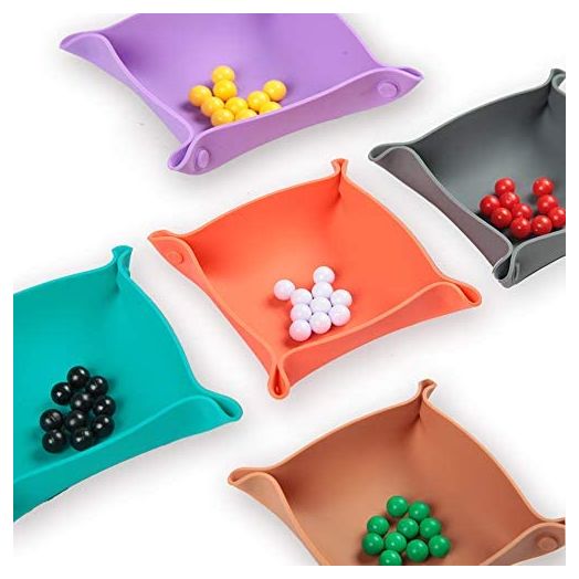 Collapsible Board Game Storage Bowls, Portable Folding Tray Accessory Holds Tabletop Bits, Components, Pieces, Dices for Classic & Modern Gaming, RPG Roleplaying (5-Pack) (Macoron Color)