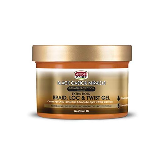 African Pride Black Castor Miracle Extra Hold Braid, Loc, Twist Gel