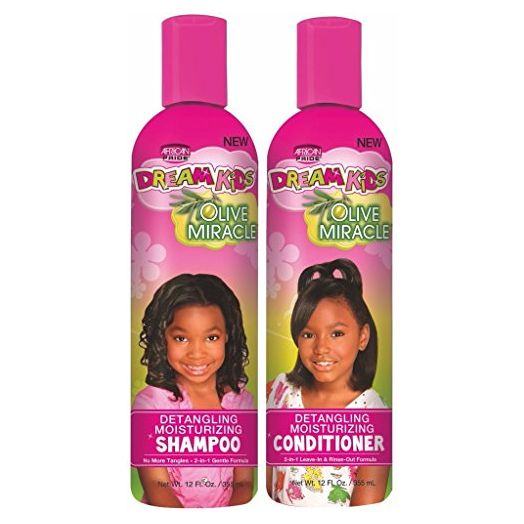 African Pride Dream Kids Olive Miracle Detangling Shampoo and Conditioner Combo Set