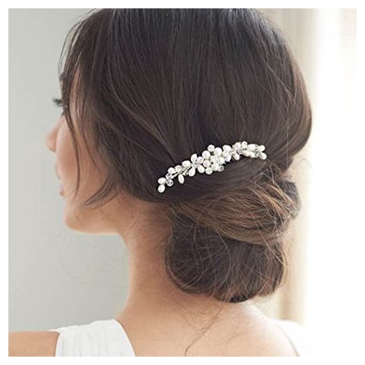 Brishow Crystal Bride Wedding Hair Comb Bridal Hair Pieces Pearl Hair Accessories for Women and Girls (Silver)