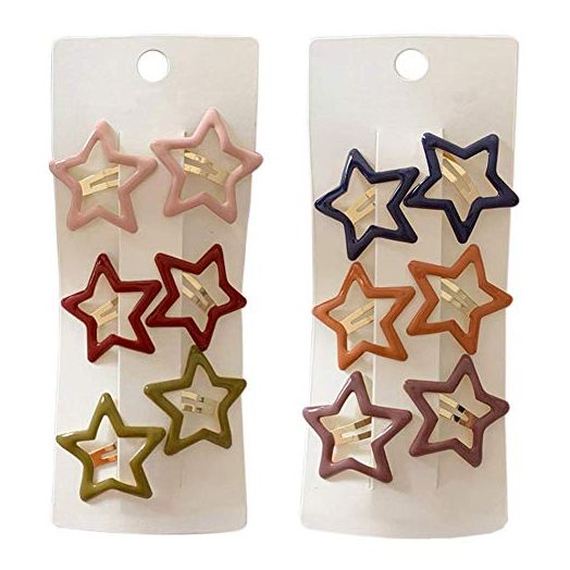 Pinksee 12 Pcs Metal Snap Hair Clips Star Hair Barrettes Hair Accessories for Women Girls