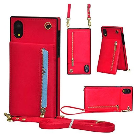 Acxlife iPhone XR Case XR Wallet,Adjustable Detachable Lanyard and Wrist Strap Card Holder and Leather Case for iPhone XR 6.1Inch (red)