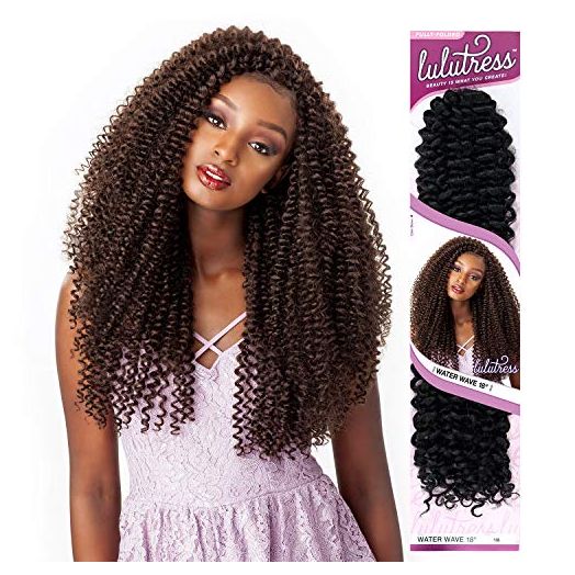 Sensationnel Lulutress Synthetic Crochet Braid, WATER WAVE 18" (1B Off Black)