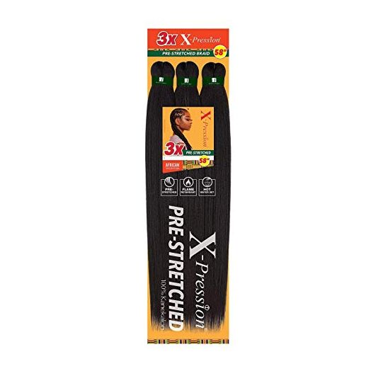 Sensationnel X-Pression Synthetic Braid, 3X PRE-STRETCHED 58 Inch (2 Dark Brown)