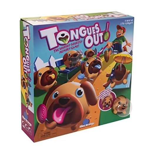 BLUE ORANGE GAMES Tongues Out! The Squishy, Squeezy Preschool and Children Game - Educational Puppy Fidget Memory Color Matching Fun 2-4 Players for Ages 4+