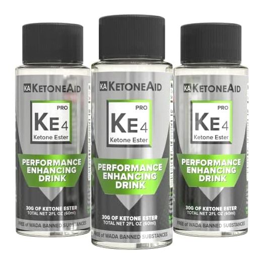KetoneAid KE4 Pro Ketone Ester Drink | Not a Ketone Salt, No Sugar, No Caffeine | Exogenous D-BHB Ester | 12 Serving Per Bottle (3 Count)