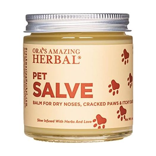 Pet Salve, Dog Paw Balm, Dry Noses Cracked Paws, Hot Spots, Itchy Ears, Lightly Scented with Lavender Essential Oil and Rosemary, Cruelty-Free, No Tea Tree Oil, Safe for Pets, Ora's Amazing Herbal 4oz