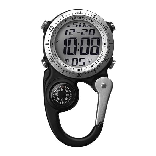 Dakota Light Digital Backpacker, Clip Watch, Alarm, Stopwatch, Timer and Dual Time Watch, Outdoor Gifts for Men and Women, Use for Fishing, Hunting, and More, Tactical Digital Watch