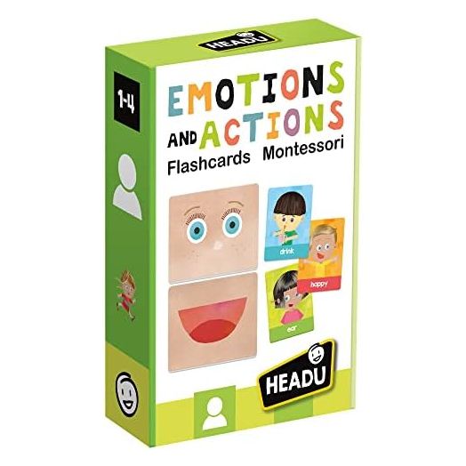 HEADU Emotions and Actions Flash Cards Montessori, Educational Toys for Boys and Girls Ages 1-4 Years Old, Toddler Learning Toys, Teacher Homeschool Supplies, Birthday