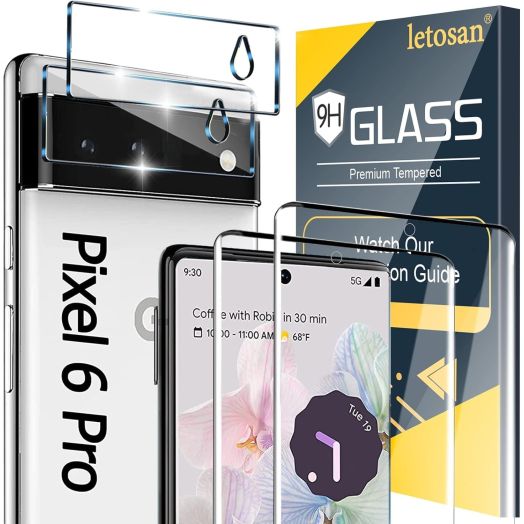 [2+2 Pack] for Google Pixel 6 Pro Screen Protector, 9H Tempered Glass, Ultrasonic Fingerprint Compatible, 3D Curved, HD Clear Scratch Resistant for Google Pixel 6 Pro 5G Glass Screen Protector