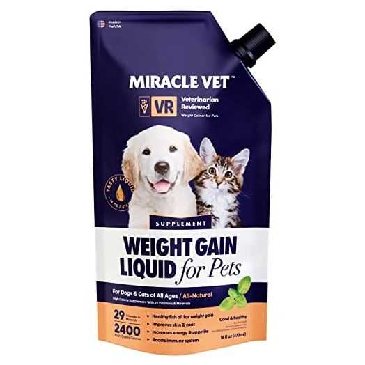 Miracle Vet High Calorie Weight Gainer for Dogs & Cats - 2,400 Calories (1 Bottle - 16 oz)