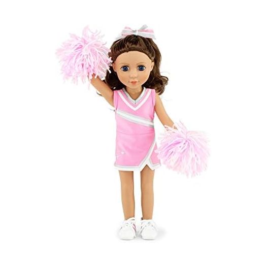 Emily Rose 14 Inch Doll Clothes | Pink 14" Doll Cheer Cheerleader Outfit, Includes Pom-poms, Bloomers, Hair Tie and Shoes | Fits Most Hard-Bodied 14" Dolls