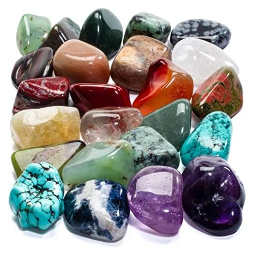 KALIFANO Bulk Tumbled Stones (1,000+ Carats) Random Assortment of Polished High Energy Reiki Crystals (May Include Blackstone, Turquoise, Fluorite etc.) - Piedras Caidas with Healing Properties