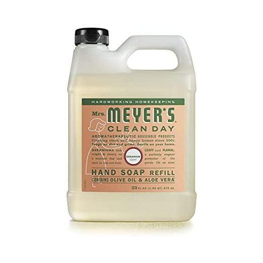 Mrs. Meyer's Hand Soap Refill, Made with Essential Oils, Biodegradable Formula, Geranium, 33 fl. oz