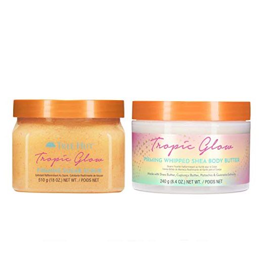 TREE HUT Tropical Glow Shea Sugar Scrub And Body Lotion Set! Formulated With Cupuacu Butter, Certified Shea Butter And Guarana Extract!! Body Scrub & Lotion That Leaves Skin Feeling Soft & Smooth! (Tropic Glow Set)