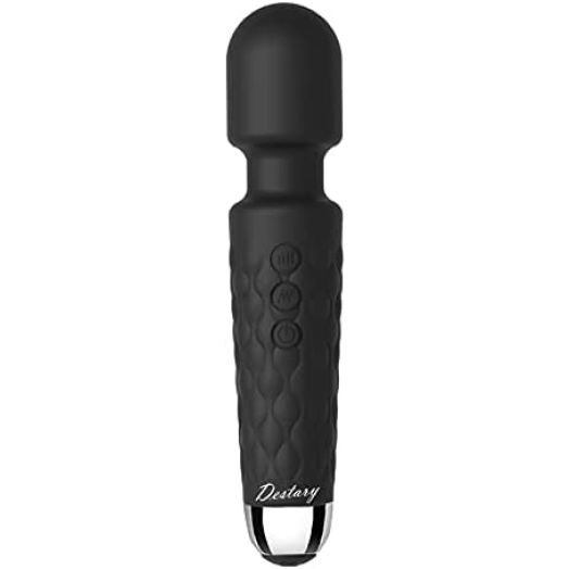 Destary Handheld Powerful Personal Electric Wireless Wand Magic Massager 20 Vibration Models use for Neck Shoulder Back Body Relax, Sports Recovery and Muscle Aches Repair Business Gifts-Black Mini