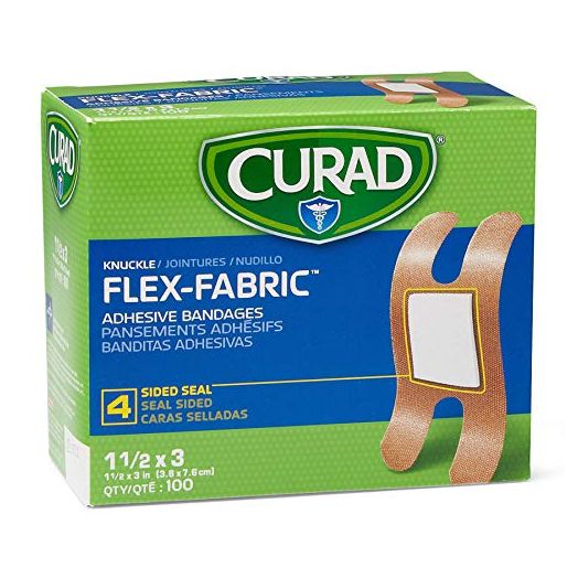 Curad Fabric Adhesive Knuckle Bandages, Finger Bandages for Knuckles (Pack of 100), Natural