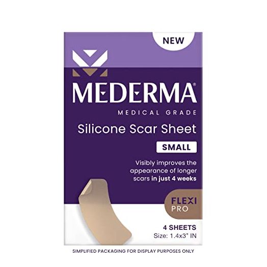 Mederma Medical Grade Silicone Small Scar Sheet 1.4x3 inches (4 Counts), for Injury, Burn and Surgery Scars