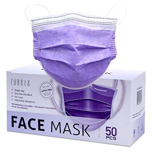 ZUBREX 50 Pcs Disposable 3 Ply Safety Face Mask for Protection - with Nanofiber Filter Lining - and Elastic Earloops