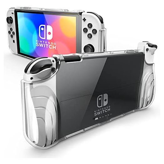 Mumba Case for Nintendo Switch OLED 2021, [Thunderbolt Series] Protective Clear Cover with TPU Grip Compatible with Nintendo New Switch OLED 7 Inch Console and Joy-Con Controller (Clear)