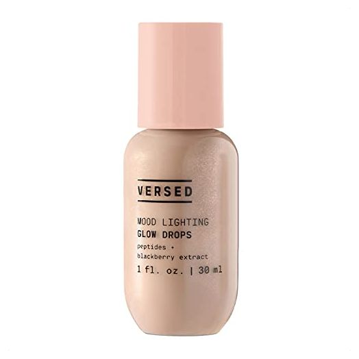 Versed Mood Lighting Luminizing Glow Facial Drops, Sheer Golden - Liquid Highlight with Illuminating Light-Reflecting Pigments - Antioxidants & Hydrating Hyaluronic Acid - Vegan (1 fl oz)