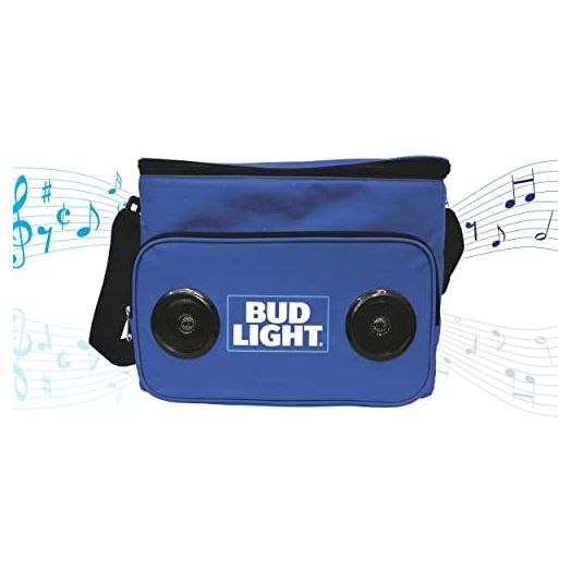 Bud Light Soft Cooler Bluetooth Speaker Portable Travel Cooler with Built in Speakers Wireless Cool Ice Pack Cold Beer Stereo for Apple iPhone, Samsung Galaxy with Bonus Bottle Opener & 2 CAN Coolers