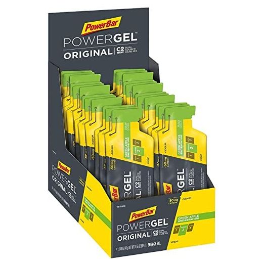 PowerBar PowerGel Original | 41g Pouch x 24 Gels | Endurance Energy C2MAX for Exercise, Green Apple (50mg Caffeine)