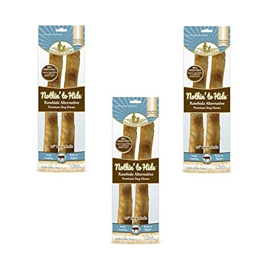 Nothing to Hide Natural Rawhide Alternative Large 10'' Rolls for Dogs - 3 Pack (6 Chews) Premium Grade Easily Digestible Chews - Great for Dental Health by Fieldcrest Farms (Beef)
