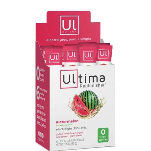 Ultima Replenisher Electrolyte Hydration Powder, Watermelon Flavor - 1 Box of 20 Stickpacks