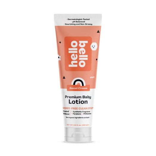 Hello Bello Premium Baby Lotion I Vegan and Cruelty Free Moisturizing, Non-Greasy Lotion for Babies and Kids I Sweet Cream Scent I 8.5 FL Oz (1 Pack)