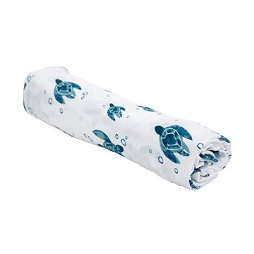 Bebe au Lait Oh So Soft Muslin Swaddle Blanket, Soft Muslin Design, Stylish Pattern - Sea Turtles , 47x47 Inch (Pack of 2)