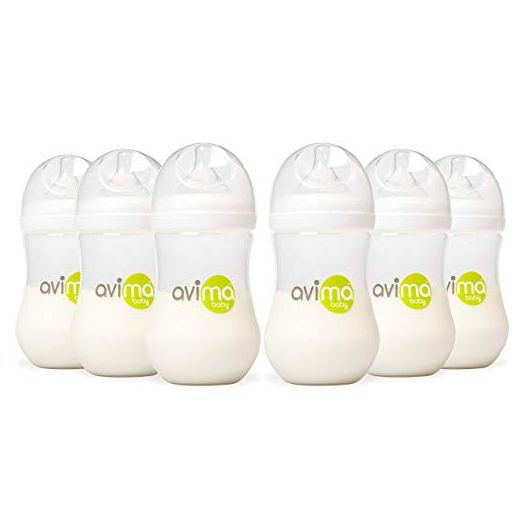 Avima 9 oz Anti Colic Baby Bottles, BPA Free, Wide Neck with Medium Flow Nipples (Set of 6)