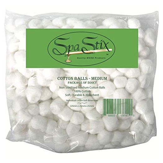 Spa Stix Cotton Balls. 500 Count Medium Size. Non Sterile Super Soft.