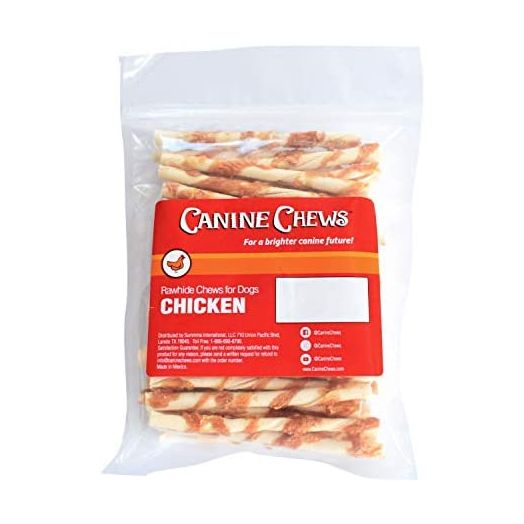 Canine Chews 5" Chicken Wrapped Rawhide Twist Stick Chew Toys Dog Treats for Small Dogs and Puppies (45 Pack)
